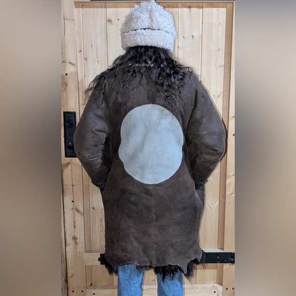 Milena Silvano Brown and Cream Shearling Moon Coat - Picture 5 of 8